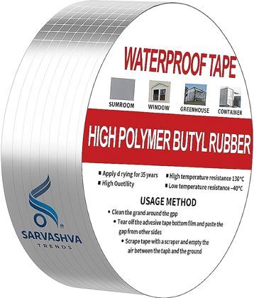 Leakage Repair Waterproof Tape for Pipe Leakage Roof Water Leakage Solution (5 Meter), Waterproof Leakage Repair Adhesive Aluminium Foil Butyl Tape for Pipe Roof, roof leakage tape, Adhesive Tape, Leakage Repair Tape, Waterproof Leakage Repair tape