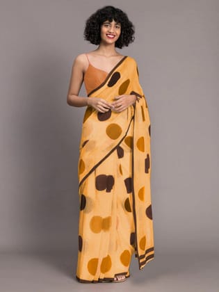 Brown And Black Color Chenderi Linen Cotton Sarees