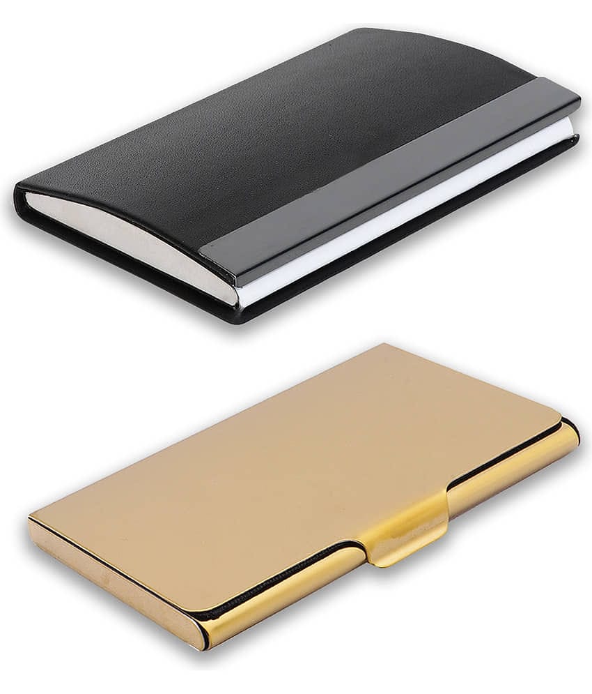 auteur 15-34  Multicolor Artificial Leather Professional Looking Visiting Card Holders for Men and Women Set of 2 (upto 15 Cards Capacity)