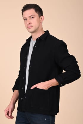 Ultima - Melange Waffle Dobby Jacket - Black-S-38 / BLACK