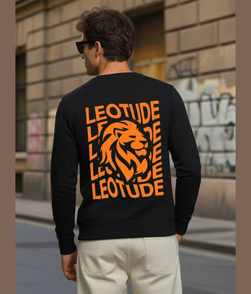 Leotude Fleece Round Neck Men's Sweatshirt - Black ( Pack of 1 )