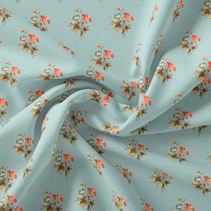 Vintage Flower Repeat Digital Printed Fabric - Japan Satin-Polyester / Japan Satin / 110 CM | 43 Inch