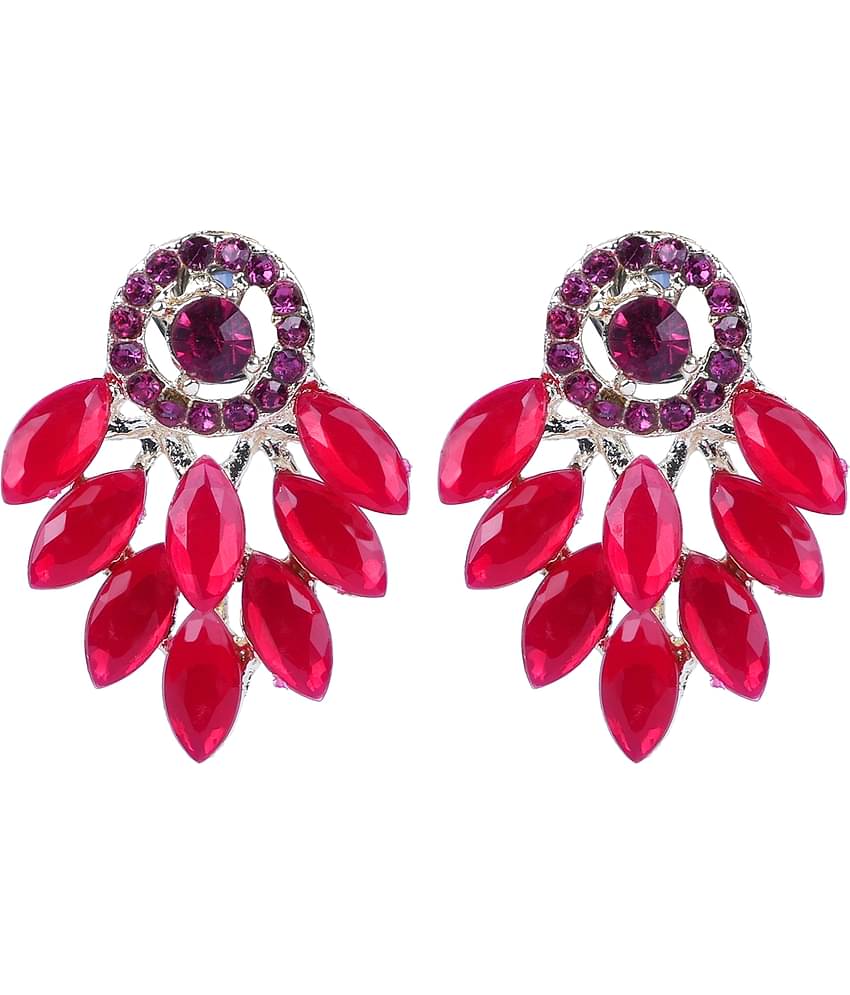 Sunhari Jewels - Red Hoops Earrings ( Pack of 1 )