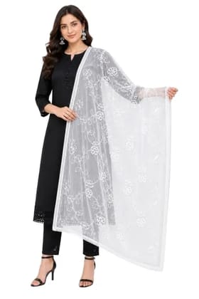 White Chiffon Dupatta for Women 2.5 Meter Lightweight Soft Plain Ethnic Dupatta Elegant Long Stole for Kurti Salwar Suit Daily Wear Traditional Stylish Scarf
