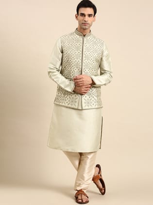 Olive Green Dori Embroidery Jacket-Made To Measure