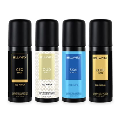 Bella Vita Luxury Unisex Body Perfume Gift Set | Deodorant for Men & Women | Pack of 4 x 50ml | No Gas Deo for Man and Woman | Long Lasting Fragrances with Lemon, Blackcurrant, Lavender & Bergamot Bella Vita Luxury Unisex Body Perfume Gift Set | Deodoran