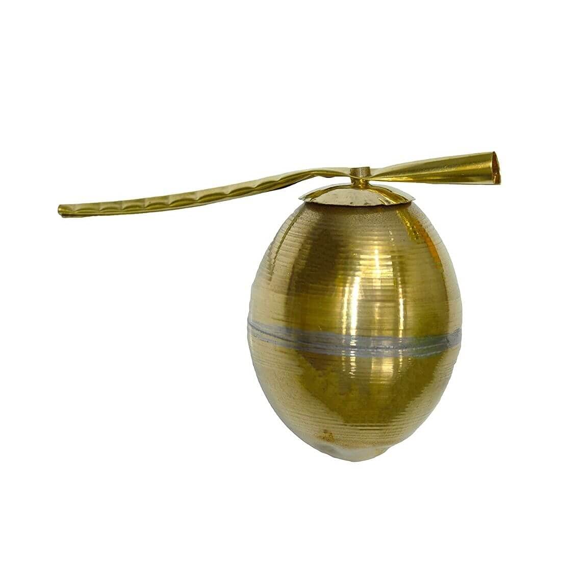 MAYAPURI Nariyal/Daab/Brass Coconut for Puja (Golden), Standard Size (Pack of 1)
