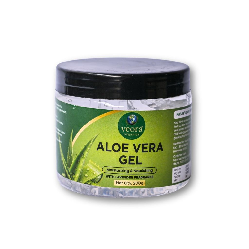 Veora Organics Aloe Vera Gel with Lavender Fragrance | Moisturizing & Nourishing Multipurpose Gel for Face, Skin & Hair | Hydrating Aloe Vera Gel for Soft, Smooth & Healthy Skin | Lightweight Daily Care | 200g