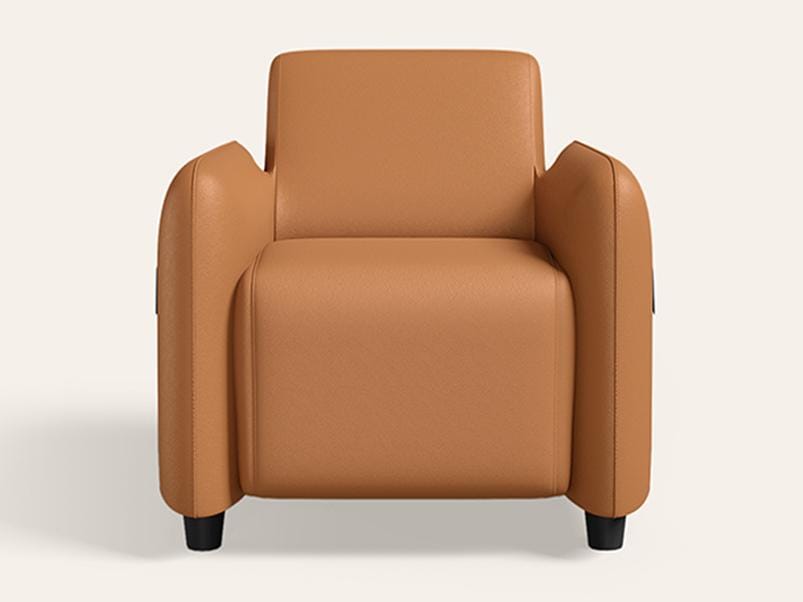 Cheers 1 Seater Synthetic Leather Sofa (1-Year Warranty, Camel)