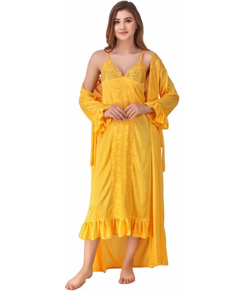 Reposey Satin Nighty & Night Gowns - Yellow