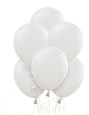 White Latex/Rubber Balloons - Helium Quality - 12 inches - 10PC