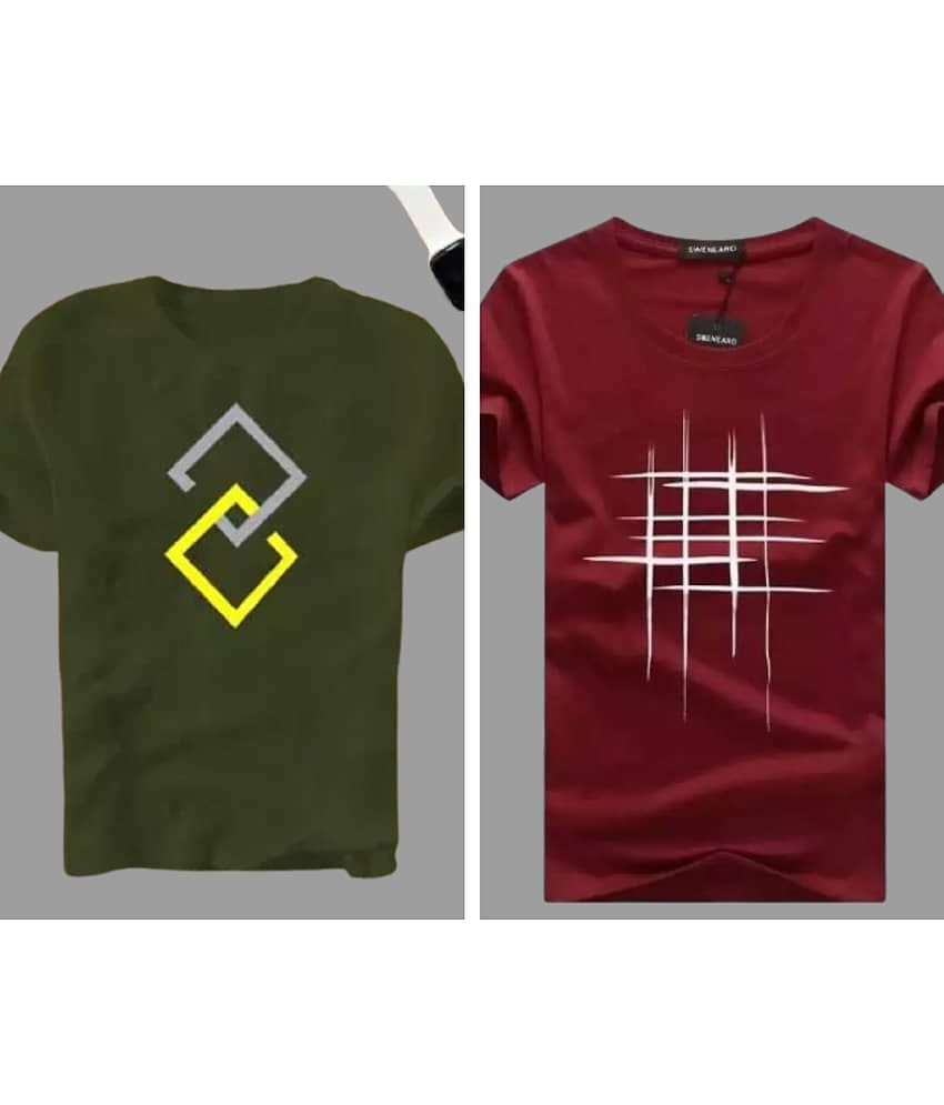 attitude start of fashion Pack of 2 Polyester Regular Fit Men's T-Shirt ( Maroon )