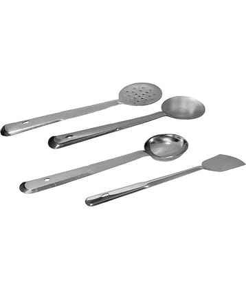 A & H ENTERPRISES - Silver Stainless Steel Set of 4 Piece Cooking Kitchen Tools set ( Set of 4 )
