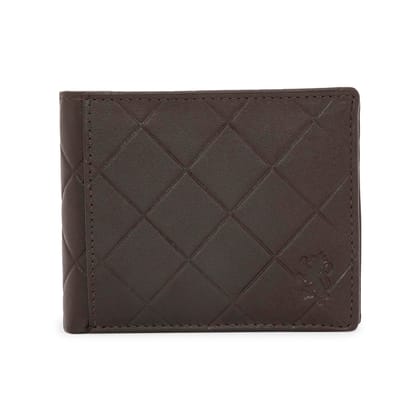 Red Tape Men's Brown Leather Wallet | RFID Blocking Slim Bifold Wallet with Card Holder & Cash Compartments | Stylish Diamond Pattern | Travel, Daily Use & Gift for Men