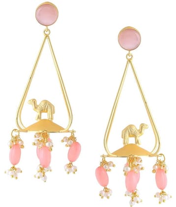 VIRAASI - Pink Danglers Earrings ( Pack of 1 )