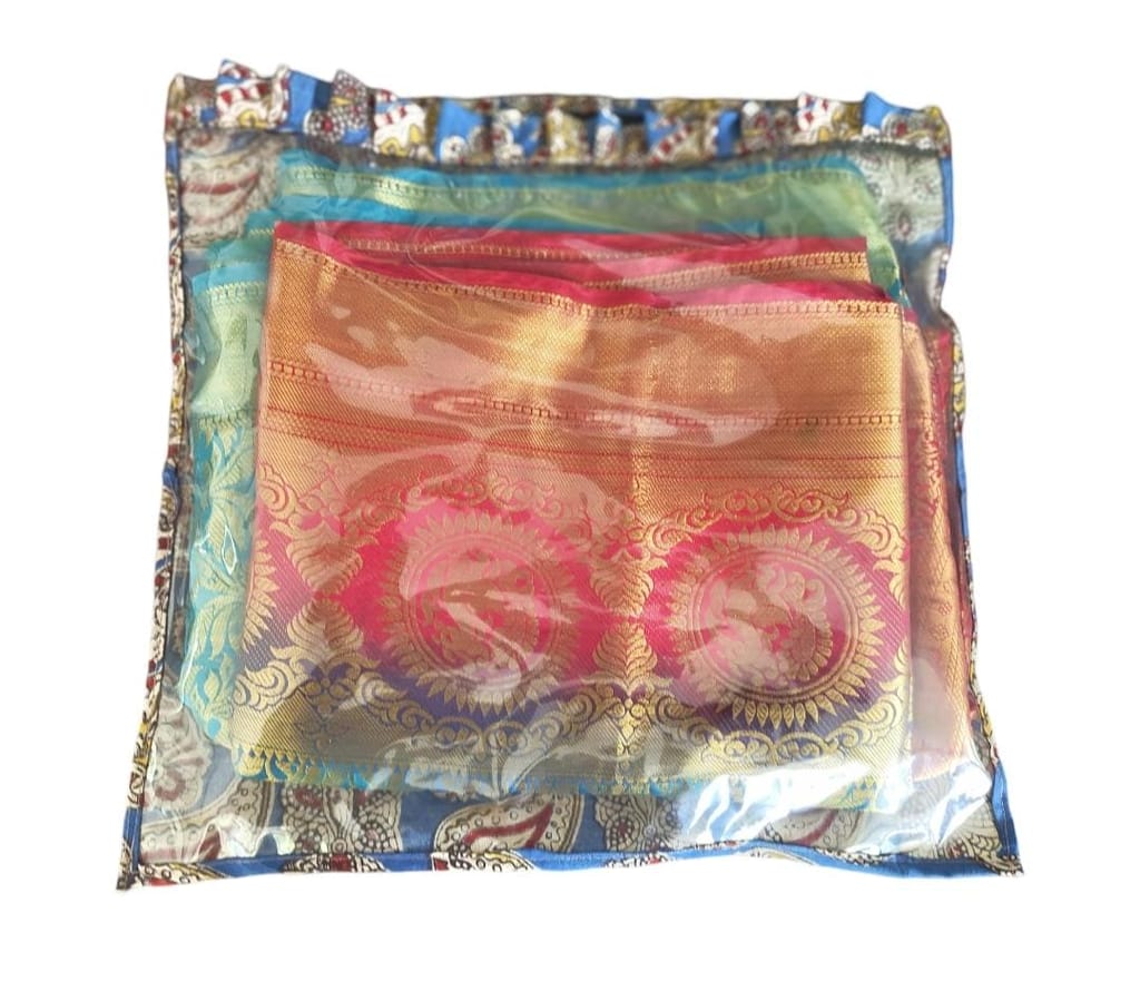 KALANKARI Blue Paisley Print Cotton Bandana with Ruffle Edge