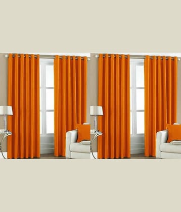 N2C Home Solid Semi-Transparent Eyelet Curtain 7 ft ( Pack of 4 ) - Orange