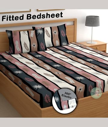 CG HOMES Cotton 1 Double Fitted Bedsheet with 2 Pillow Covers ( 220 cm x 220 cm ) , Multi