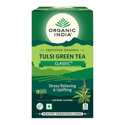 Organic India Tulsi Green Tea Classic, 43.5 g (25 Bags x 1.74 g each)