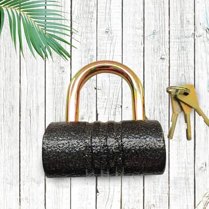 Heavy-Duty Iron Padlock with Brass Core, Thickened Spray Black Finish - Includes 5 Keys - Ideal for Home, Dormitory, Outdoor Gate, Shed, Warehouse - Waterproof, Antirust, Anti-Theft - 82 mm