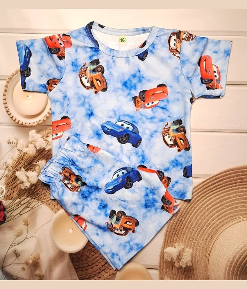 s muktar garments Pack of 1 Baby Boys Cotton Blend T-Shirt & Shorts Set ( Multicolor )