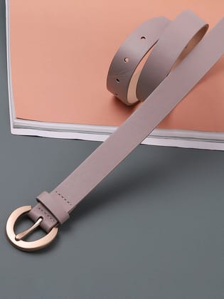 Beige Solid Buckle Belt-Belt