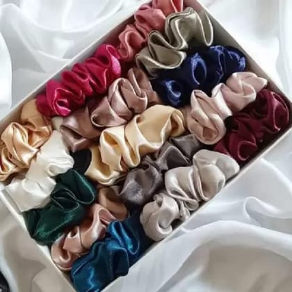 Elecsera Light Colors Satin Hair Scrunchies Rubber Band Set of 10(Multicolor)