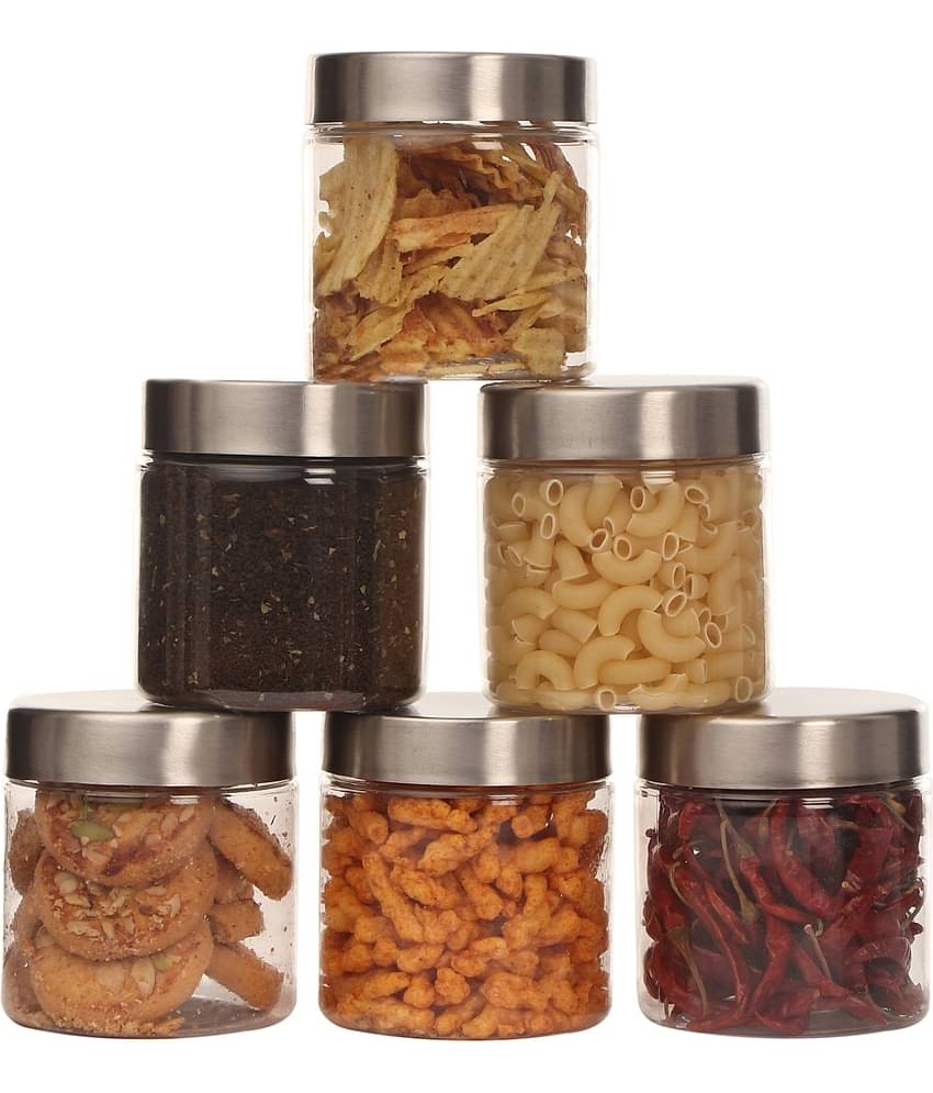 PearlPet 6 Jars-500ml each Plastic Transparent Multi-Purpose Container ( Set of 6 )