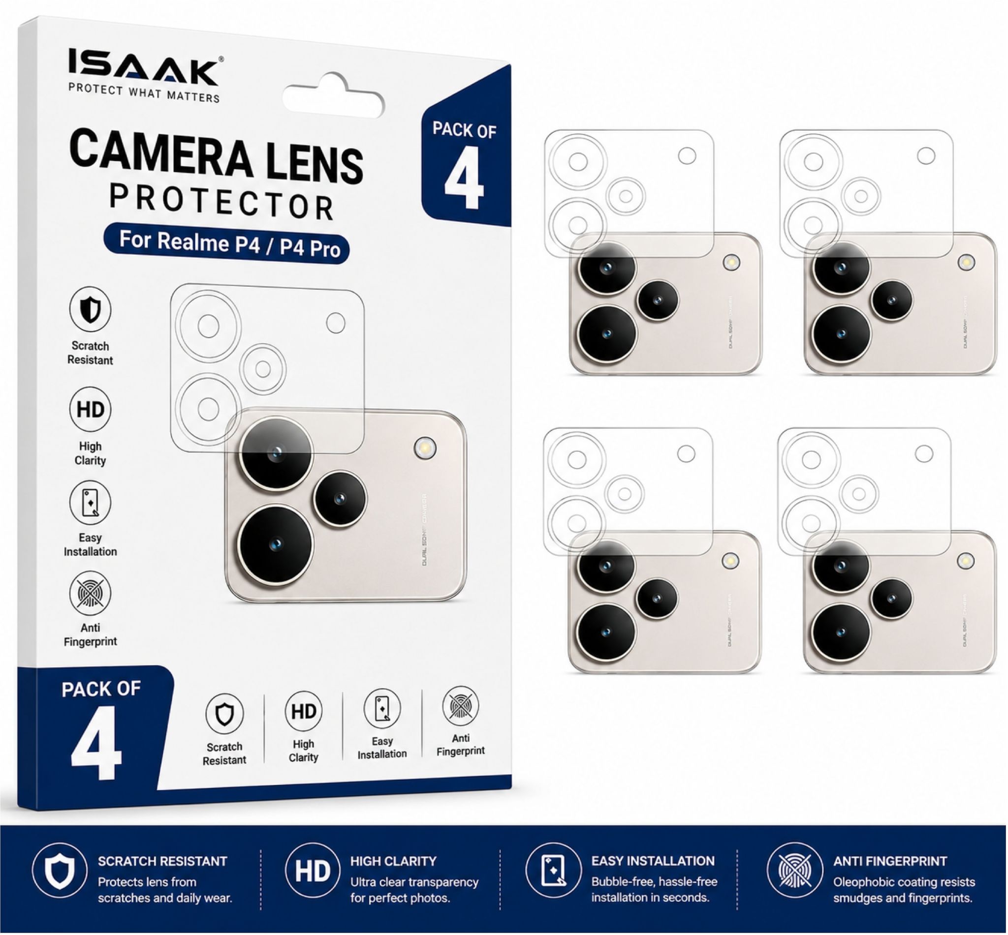 ISAAK Back Camera Lens Protector compatible for Realme P4 5G|Realme P4 Pro 5G (Pack of 4)