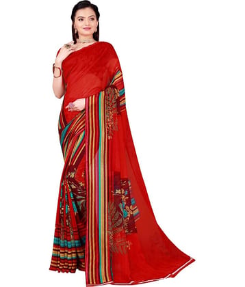 Samai Georgette Printed Saree With Unstitched Blouse Piece ( Multicolor1 )