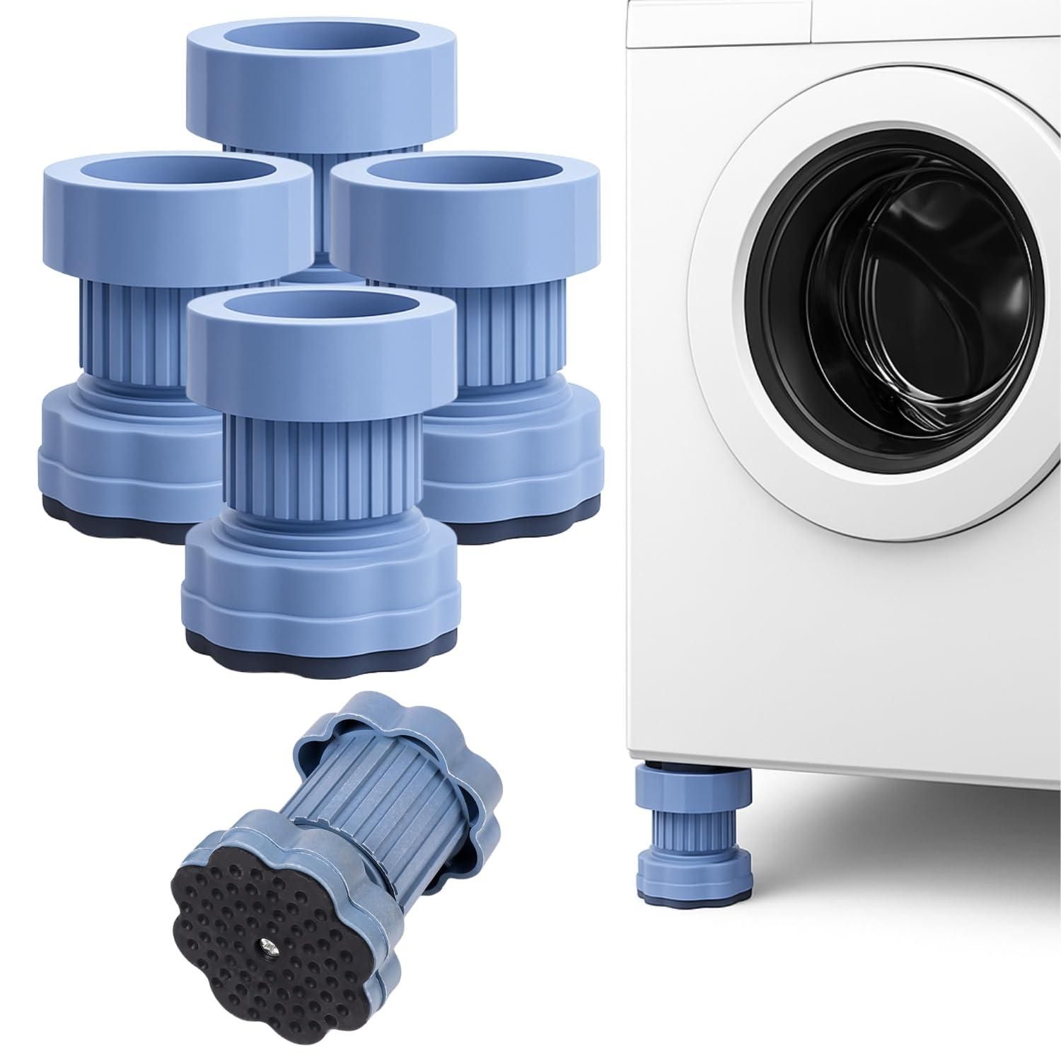 Panchhi Store Washing Machine Stand Height Adjustment Anti Vibration Pads for Washing Machine Fridge Stand with Anti-Slip Rubber Stand for Washing Machine Plastic Refrigerator Stand Blue Pack of 4