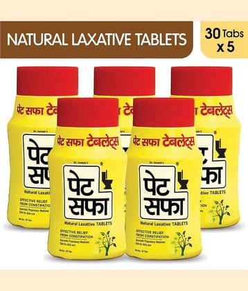 Pet Saffa Natural Laxative Tablets 30 Tablets, Pack of 5 (Helpful In Constipation, Gas, Acidity, Kabz), Ayurvedic Medicine