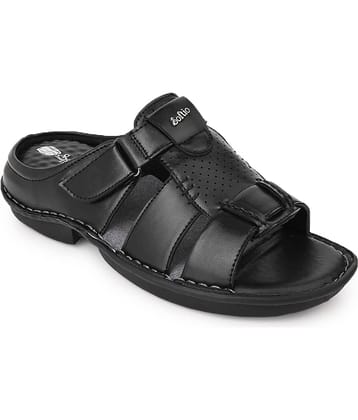 softio Black Men's Leather Slipper