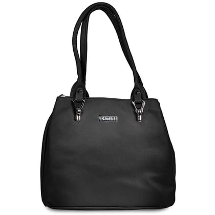 Jothi Lumira Premium Womens Handbag | Multi-Compartment Synthetic Leather Tote | Pebbled Finish | Soft Base | Water-Resistant | Black