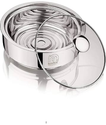Nanonine Chapati Server Double Wall Insulated Stainless Steel Serve Fresh Roti Pot With Steel Coaster And Glass Lid, 800 Ml, 1 Pc