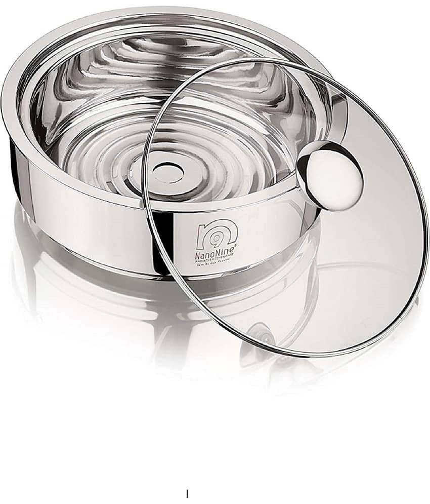 Nanonine Chapati Server Double Wall Insulated Stainless Steel Serve Fresh Roti Pot With Steel Coaster And Glass Lid, 800 Ml, 1 Pc
