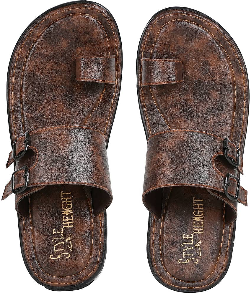 Style Height Brown Men's Leather Slipper