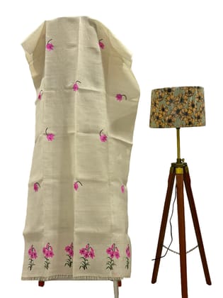 Elegant Hand-Embroidered Floral Shawl - Luxurious Cotton-Wool Blend, 2.25m Long, Versatile for Any Occasion