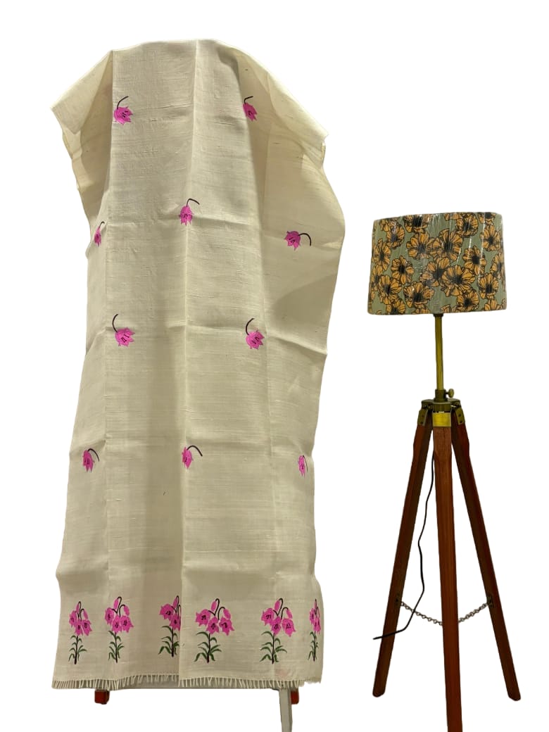 Elegant Hand-Embroidered Floral Shawl - Luxurious Cotton-Wool Blend, 2.25m Long, Versatile for Any Occasion