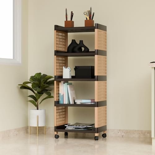 Multi-Purpose Trolley, Rolling Storage Rack, Plastic Storage Cart, Wheeled Organizer Stand Ideal for Kitchen,