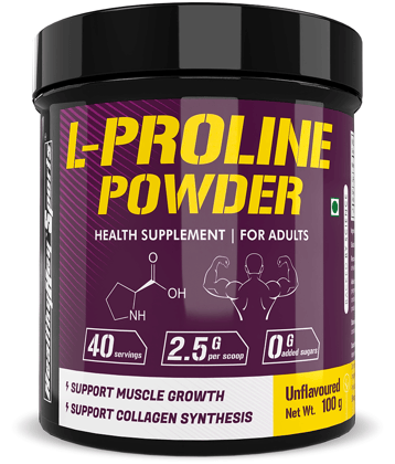 HealthyHey Sports L-Proline Powder Unflavoured 100 gm