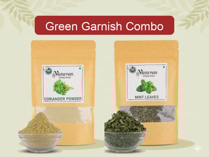 Vasuvan Green Garnish Combo | Dried Coriander Powder(50g) + Dried Mint Leaves (40g)
