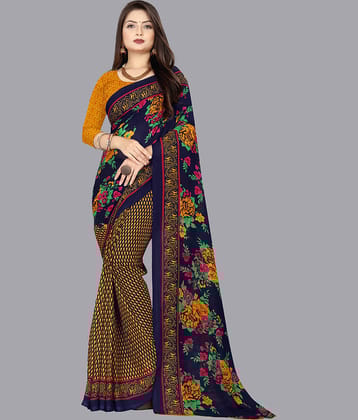 ANAND SAREES Georgette Printed Saree With Unstitched Blouse Piece ( Yellow )