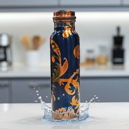 Copper Water Bottle 900 ML | Pure Copper Ayurvedic Hydration Bottle , Height : 11 Inch (BCMAS202 G)