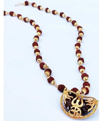 PAYSTORE Gold Plated 1 Face Rudraksha Om Trishul  Emerged With 5 Face Covering Mala with Pendant  for Men/Women