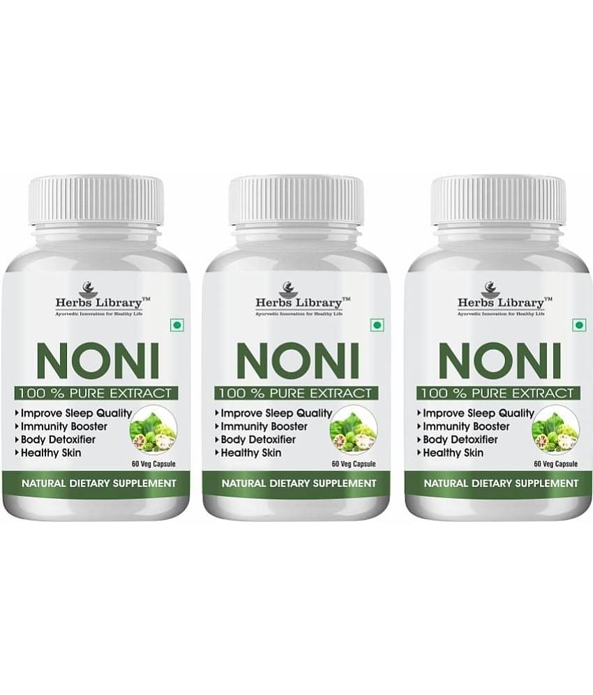 Herbs Library Noni Capsule For Boost Immunity & Blood Sugar, 60 Capsules Each (Pack of 3)