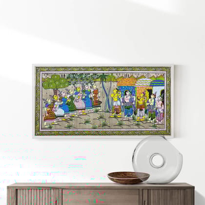 Dancing Tribals Patta Tussar Painting