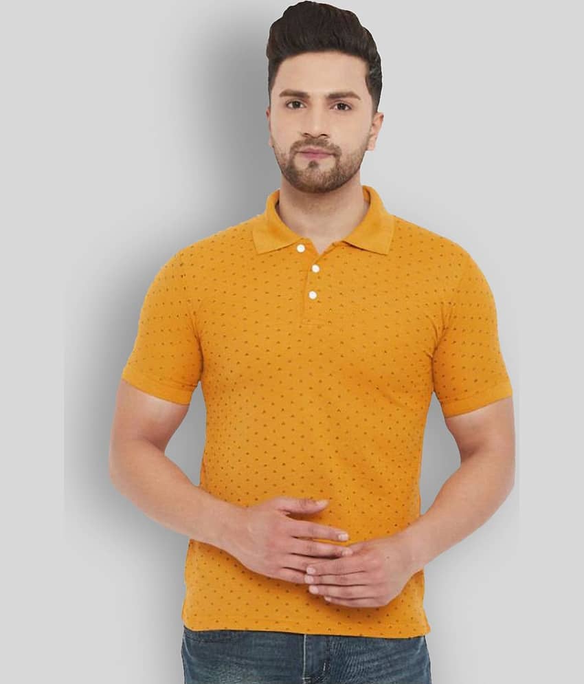 The Million Club Pack of 1 Cotton Blend Regular Fit Printed Half Sleeves Men's Polo T Shirt ( Yellow )