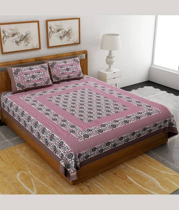 HOME Cotton Double Bedsheet ( Brown )