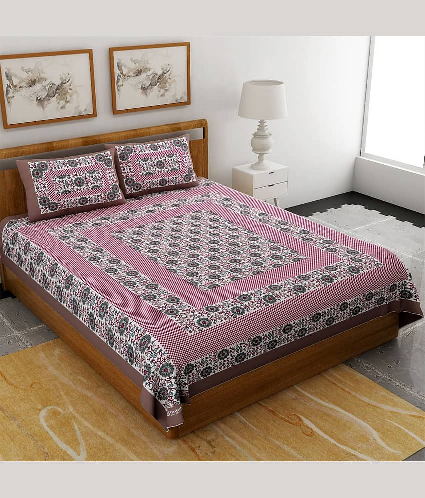 HOME Cotton Double Bedsheet ( Brown )